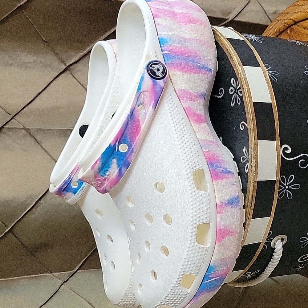 VGUC- CROCS Classic Platform Dream Clog in RARE White/Purple - Picture 6 of 11